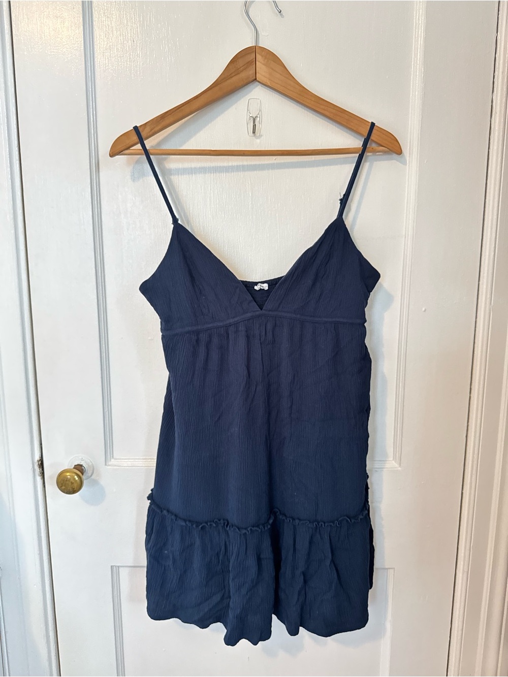 Garage Hayden Tiered Babydoll Dress Navy Blue